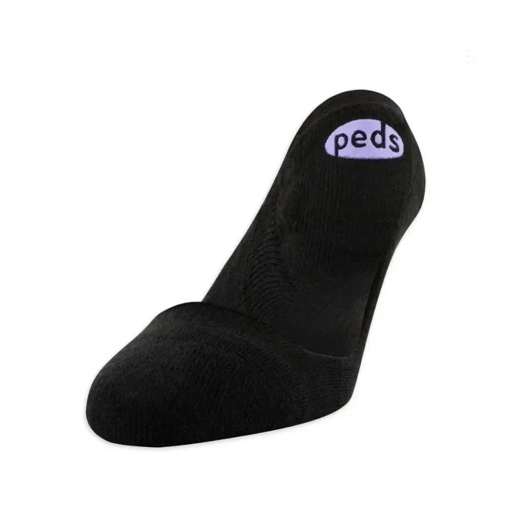 PEDS Low Cut Cushion Liner Socks Black 2, 6-Packs Size 8-12